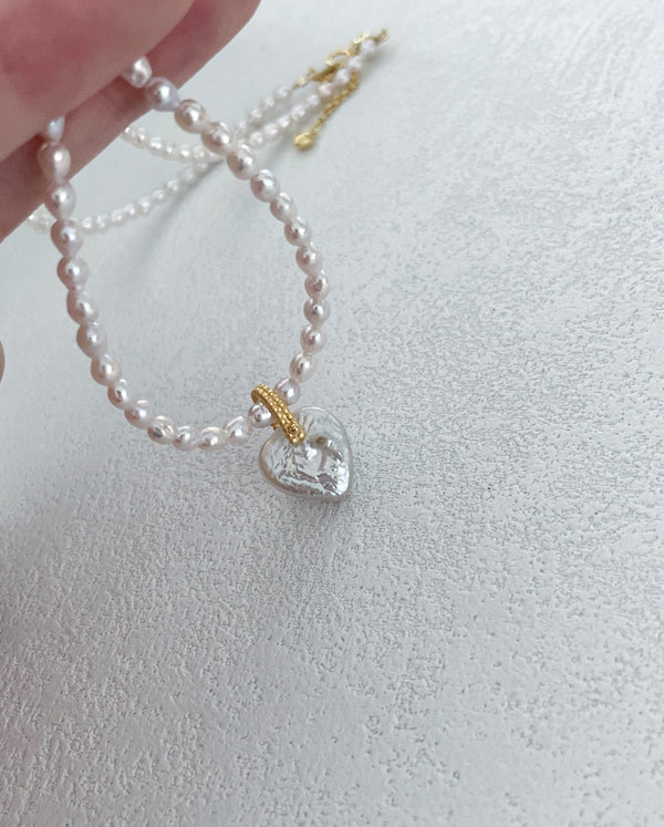 Elegant Heart-Shaped Baroque Pearl Pendant Necklace | Gold Plated with Natural Pink Pearl