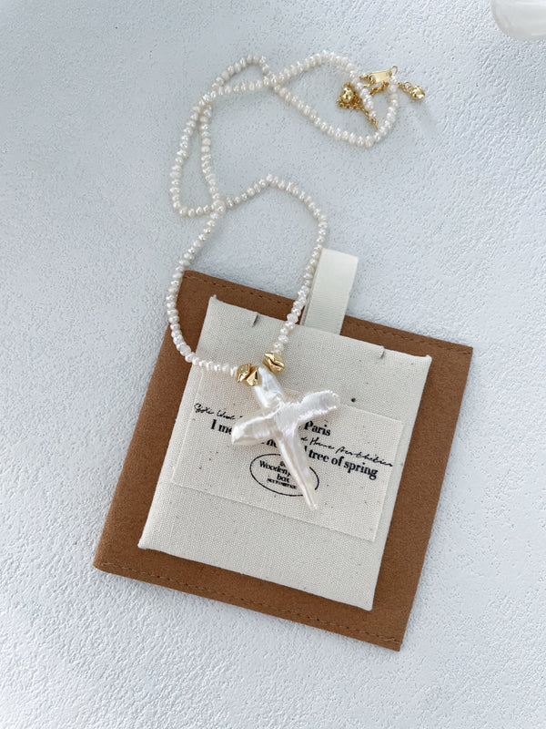 The Modern Talisman: Stylish Gold Plated Necklace with Cross Baroque Pearl
