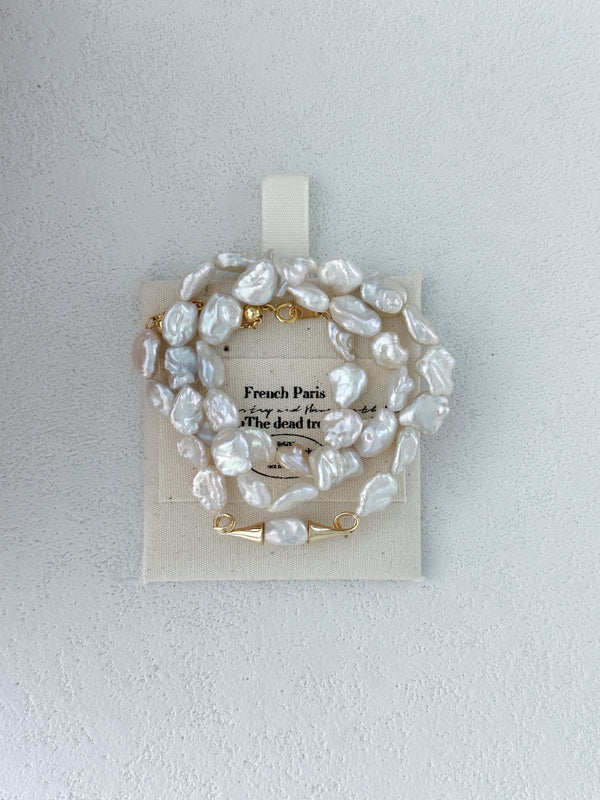 Fashion 18K Gold Natural Pearl Necklace | Little Mustache Pearl Series