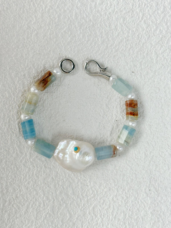 Unique Chic Baroque Pearl & Turquoise Bracelet